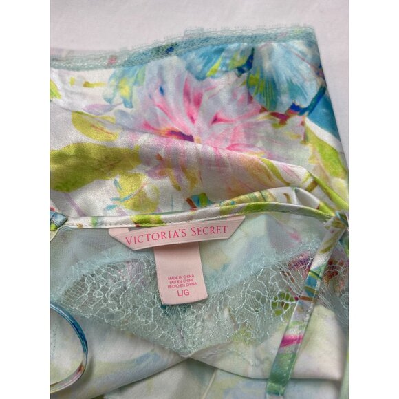 Victorias Secret Floral Lace Trim Satin Nightie Nightgown Lingerie L - Picture 9 of 11